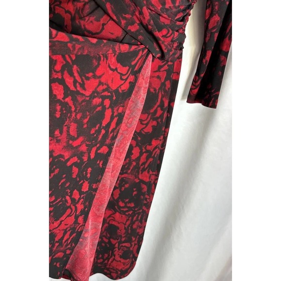 Lauren Ralph Lauren Red Black Stretch Jersey 10 Long Sleeve Holiday Xmas - Picture 10 of 13